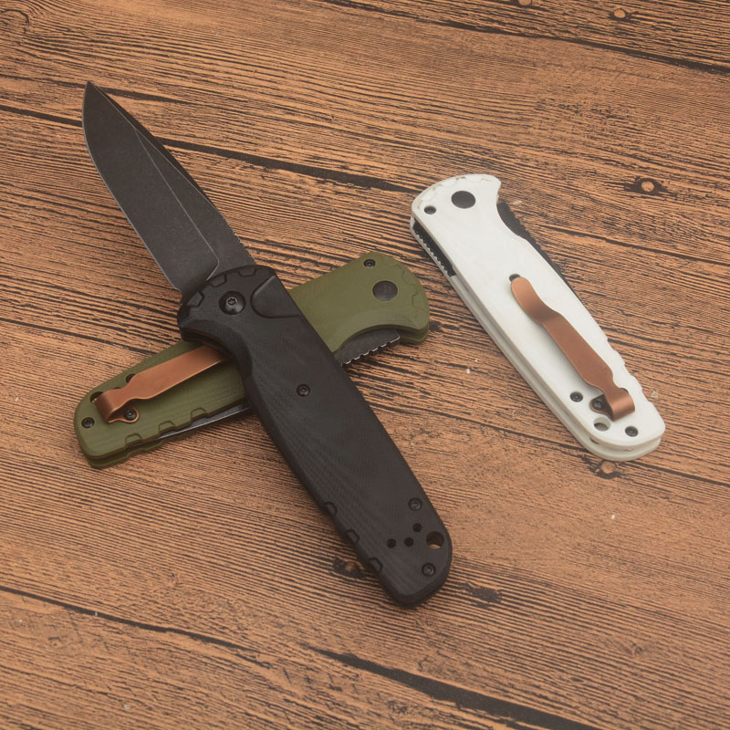 High Quality BM4300 Tactical Knife D2 Black Stone Wash Drop Point Blade G10 Steel Sheet Handle Outdoor EDC Pocket Folder Knives with Retail Box