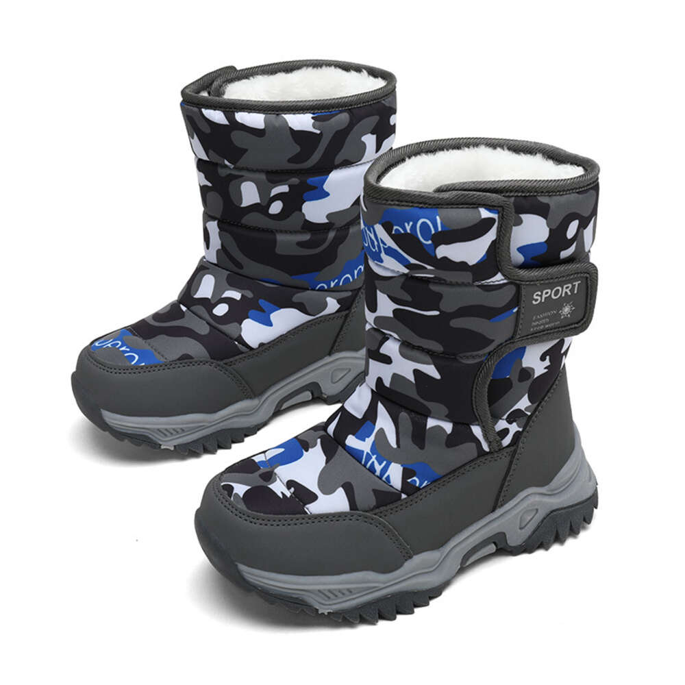 Factory Wholesale Customized Anti Slip Camo Printing Waterproof Insulated Warm Snow Boots for Kids Outdoor