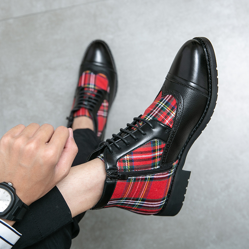 Fall Winter Brand Men's Chelsea Boots Split Leather Men's Slip-On Ankle Boots Luxury Fashion Designer Classic Red Black Boots