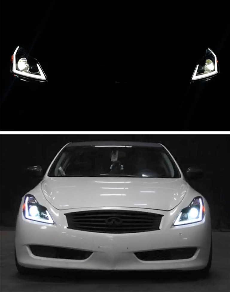 Car Light Assembly for Infiniti G25 G35 G37 LED Headlight 2006-2012 Q60 Angel Eye Front Lamp DRL Signal Lights