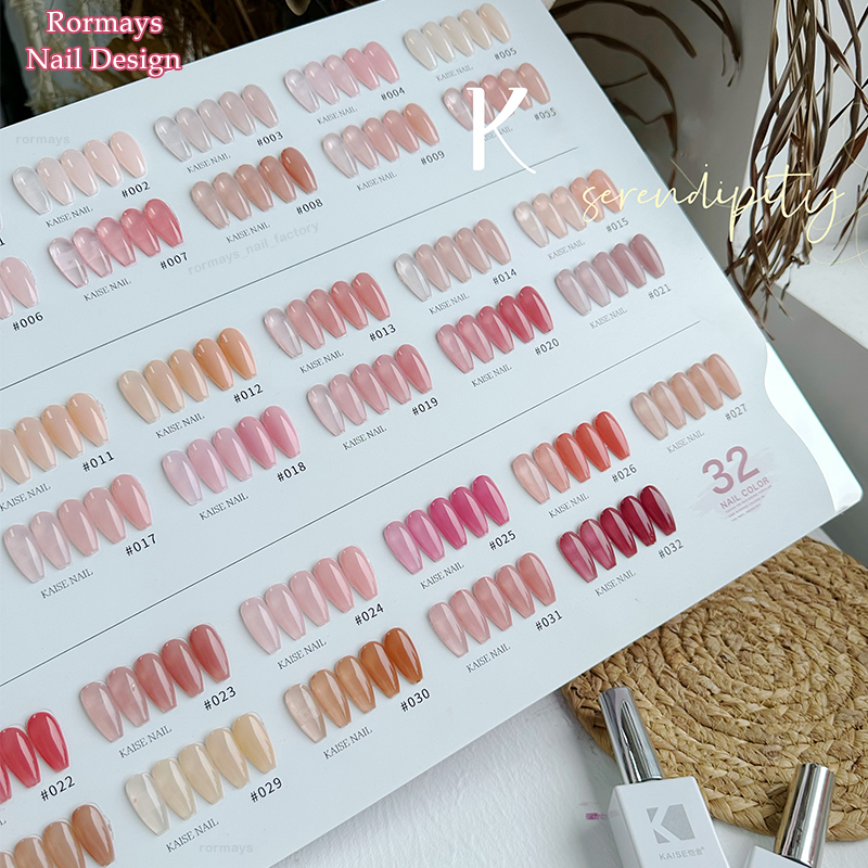 Rormays Pink Ice Penetrating gel Polishing 32PCS Jelly Color Translucent gel UV LED Soaking Durable Jade Nail Salon 15ML Wholesale Factory