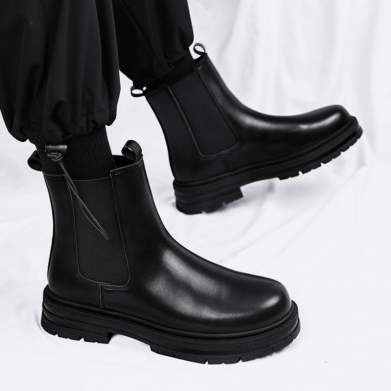 Winter Boots Men Leather Boots Shoes Platform Outdoor Luxury Brand Black Motorcycle Boots High Quality Military Chelsea Boots