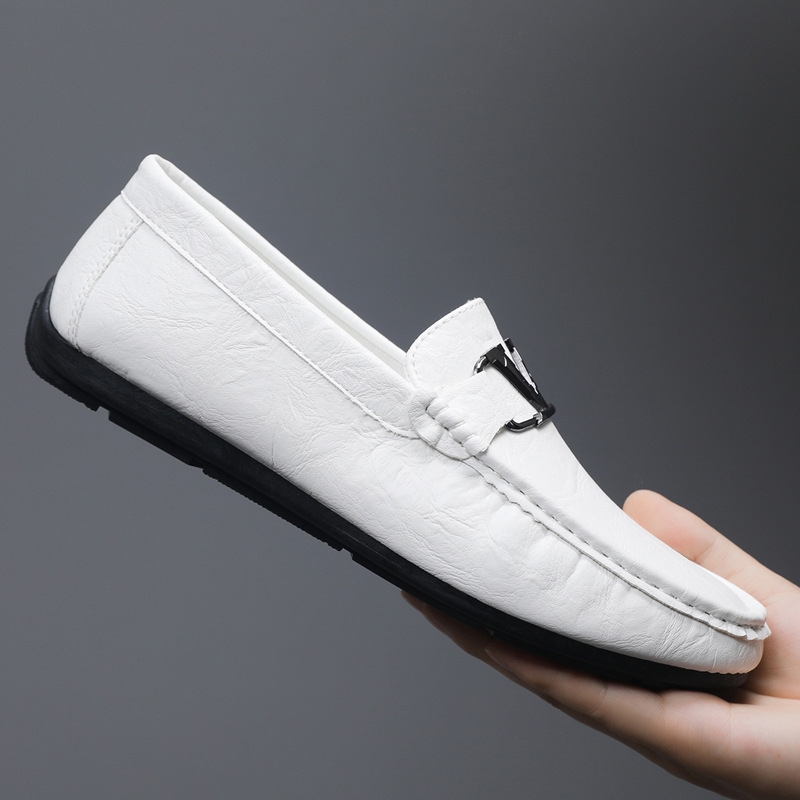 Spring And 2024 Summer New Breathable Casual Leather Soft Sole Loafers A Slip-On Doudou Men's Shoes