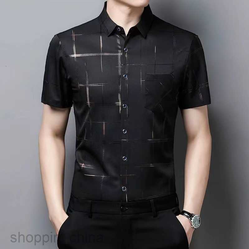 Men's Casual Shirts new product floral half sleeved men's shirt summer ice silk non ironing men's fashion short sleeved shirt lapel flo