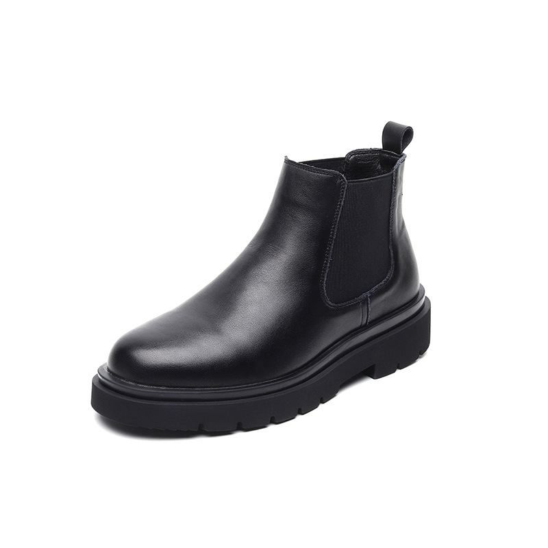 Chelsea Boots Winter 2021 Platform Boots Men Split Leather Ankle Boots Black Male Autumn New Fashion Shoes Chunky Booties689