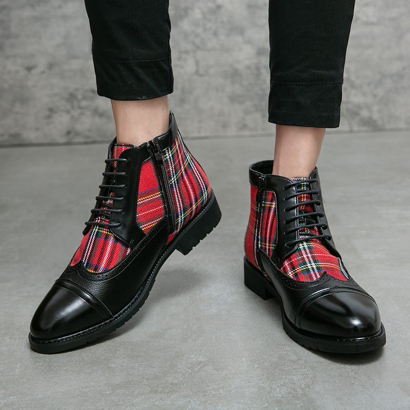 Fall Winter Brand Men's Chelsea Boots Split Leather Men's Slip-On Ankle Boots Luxury Fashion Designer Classic Red Black Boots