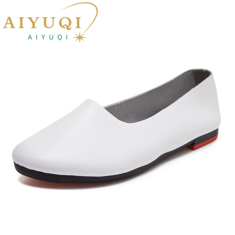 AIYUQI Women Flats Shoes Genuine Leather Ladies Shoes Large Size Casual Lightweight non-slip 2024 New Women Loafers
