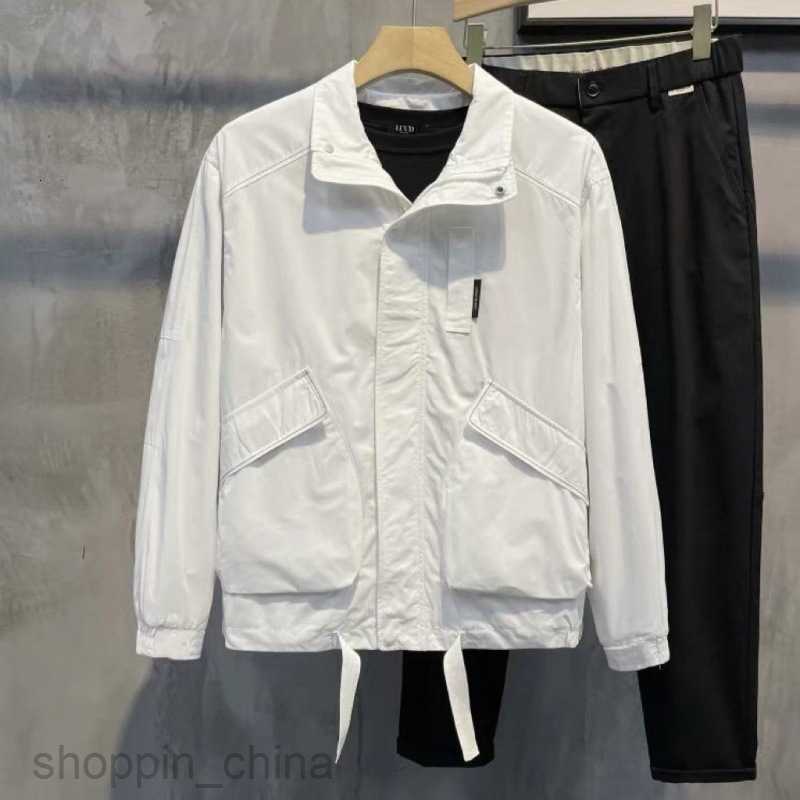 Men's Jackets Coats Spring and Autumn Man New Versatile Solid Color Rush Coat Slim Fit Stand up Neck Jacket Casual Trendy Pi Shuai Long sleeved C