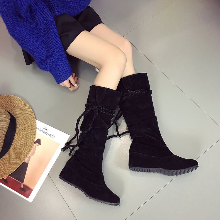 Zapatos Mujer Woman Spring Winter Women Boot Trend Suede Casual Tassels Boot Female Knee-length Women Boot Large43 Botas Mujer