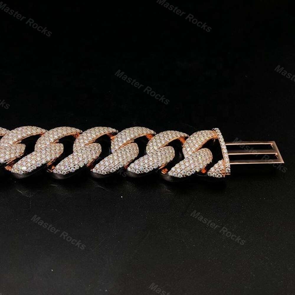Hip Hop 20mm Moissanite Iced Out Dia Sier 4 Rows Miami Necklace Cuban k Chain