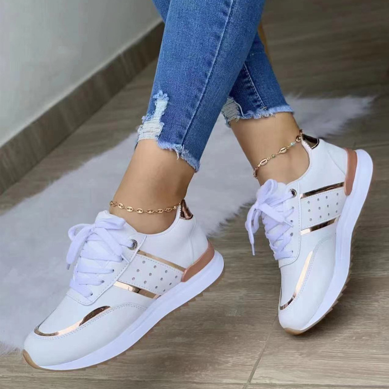 2024 Women's Sneakers Leather Patchwork Casual Walking Shoes | Breathable Mesh Sport Trainers 4