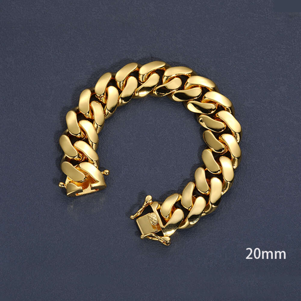 20mm Heavy Solid Gold Plated Miami Cuban Link Chains Hip Hop Jewelry Choker Necklaces for Men Wholesale Price