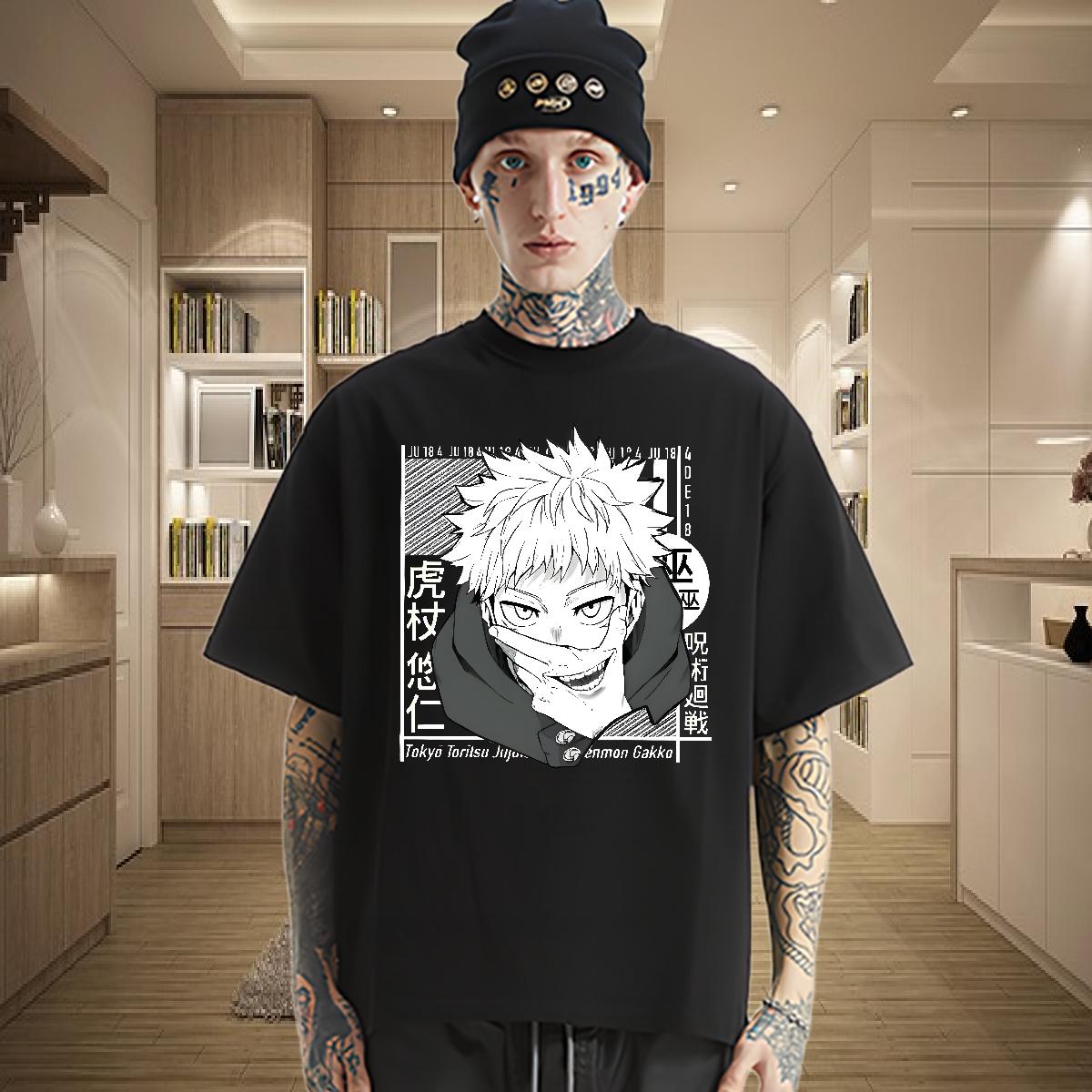 2024 DIY T Shirt For Man Cartoon Print Street Wear Men Tshirts Cotton Breathable Soft Cool