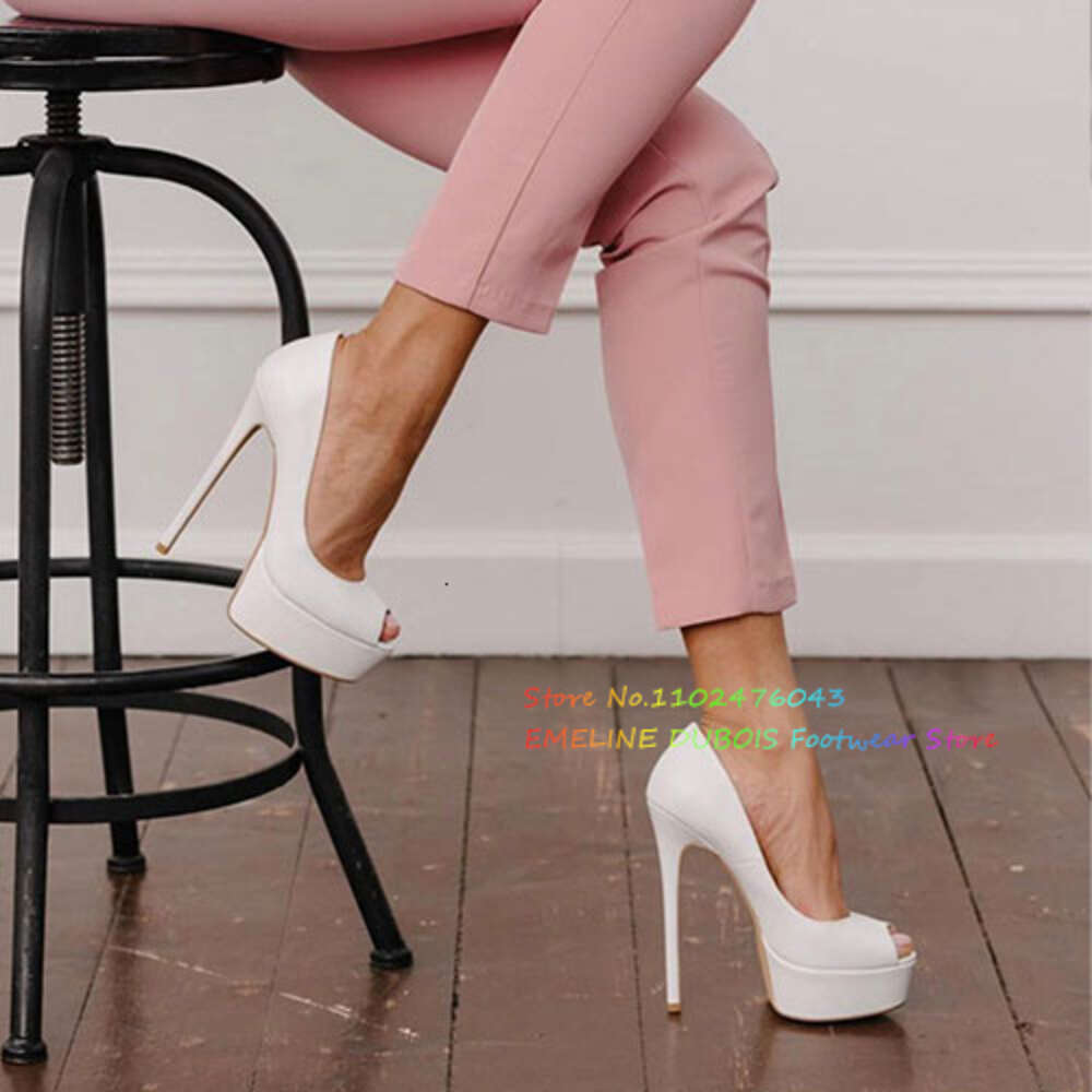 Black Patent Leather Woman 16Cm Peep Toe Platform Stiletto Heels Pumps Slip On Size 46 Formal Party Dress Runway Shoes