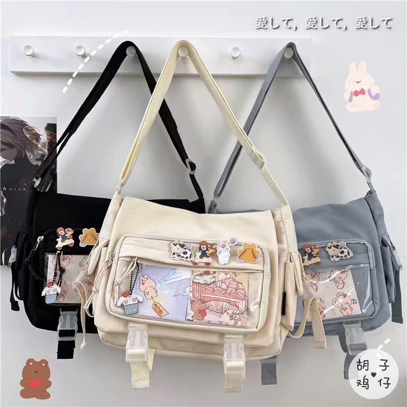 Designer Women's High end High Capacity Student Crossbody Canvas Bag Classic Versatile New Harajuku Solid Color Fashion Simple One Shoulder Tote 