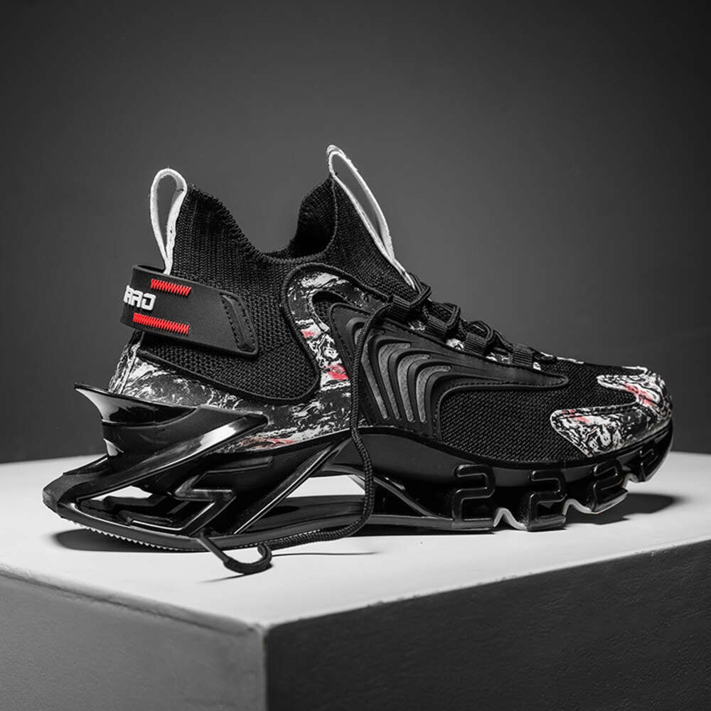 Wholesale comfortable men's basketball custom flying woven breathable mesh running shoes Shark blade sneakers for men