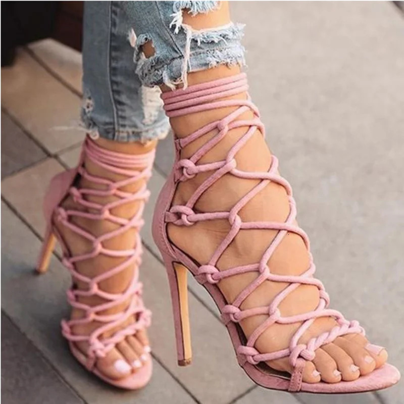 Women Sandals Sexy High Heels Shoes 2024 Summer Fashion Cross Strap Open Toe Womens Sandals Pumps Shoes 240611