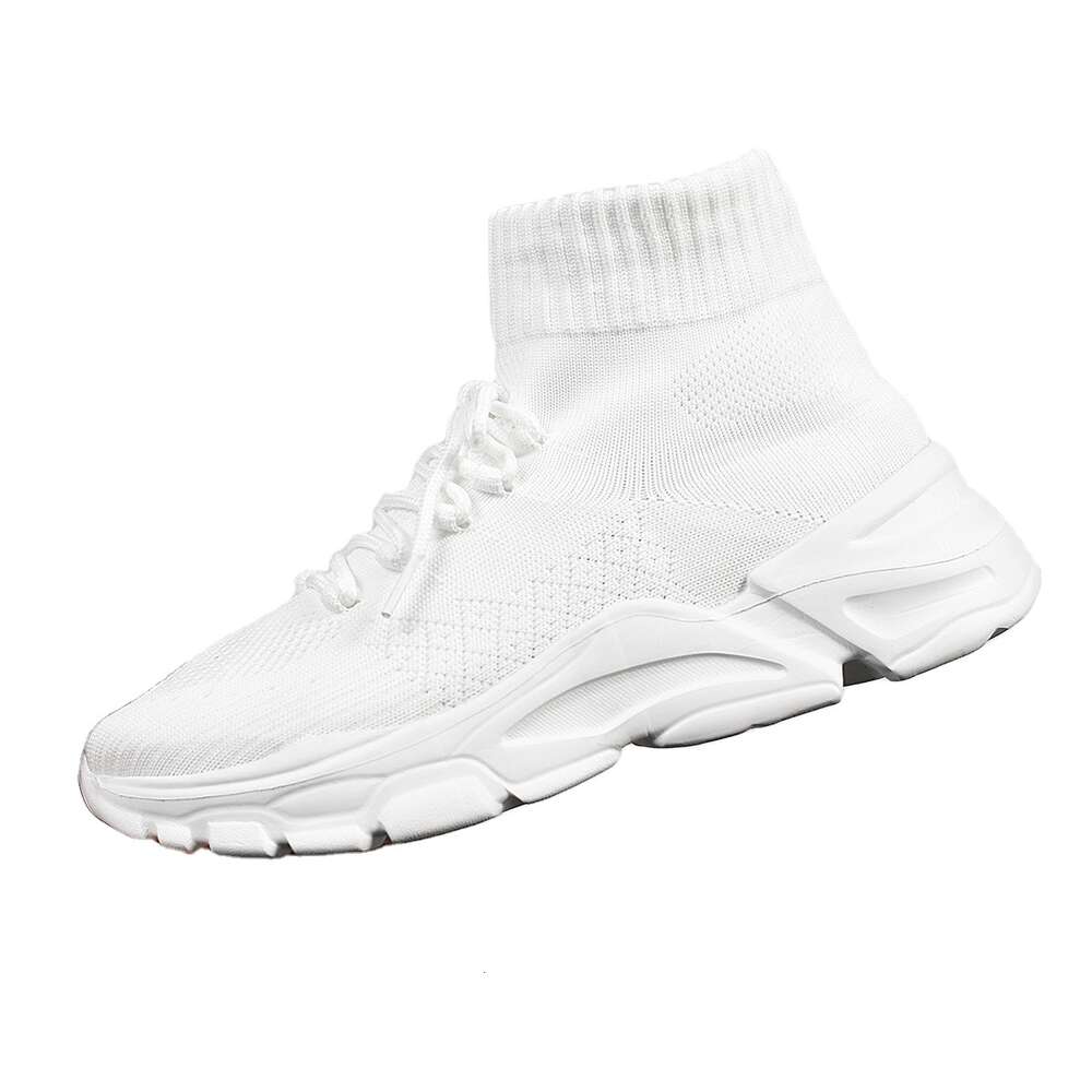 Hot selling flying woven breathable top men's and women's socks new increase high casual sports shoes