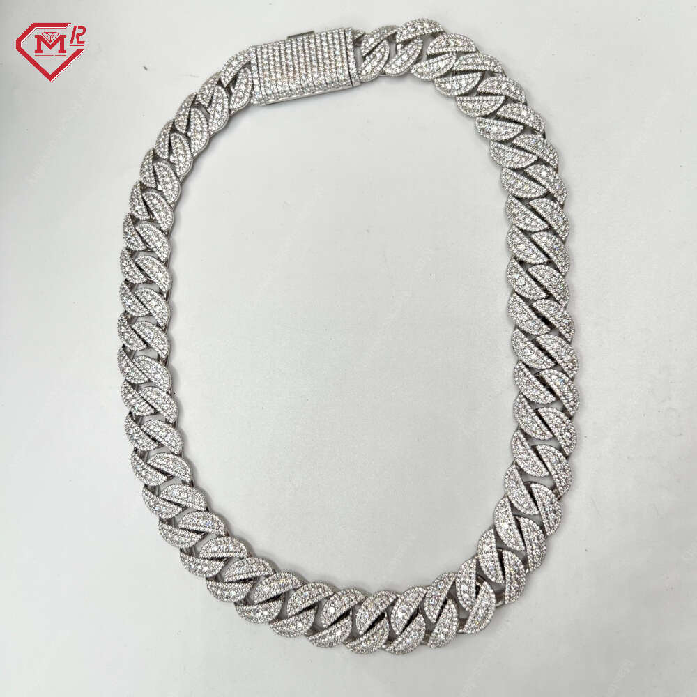 Luxury Cuban Link Chain 12mm 15mm 18mm Hip Hop Iced Out 925 Sterling Silver Vvs Moissanite Miami Cuban Link Chain