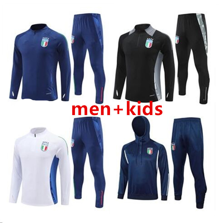 24 25 ITaly tracksuit survetement long half zip jacket Training suit soccer 23 24 Italia man football tracksuits set sportswear