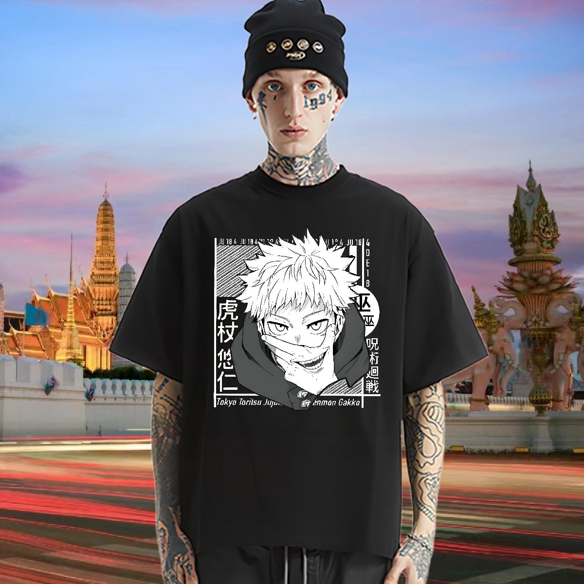 2024 T-Shirts Anime Print Casual Men Clothes T-Shirt Cotton O Neck Short Sleeves Unisex