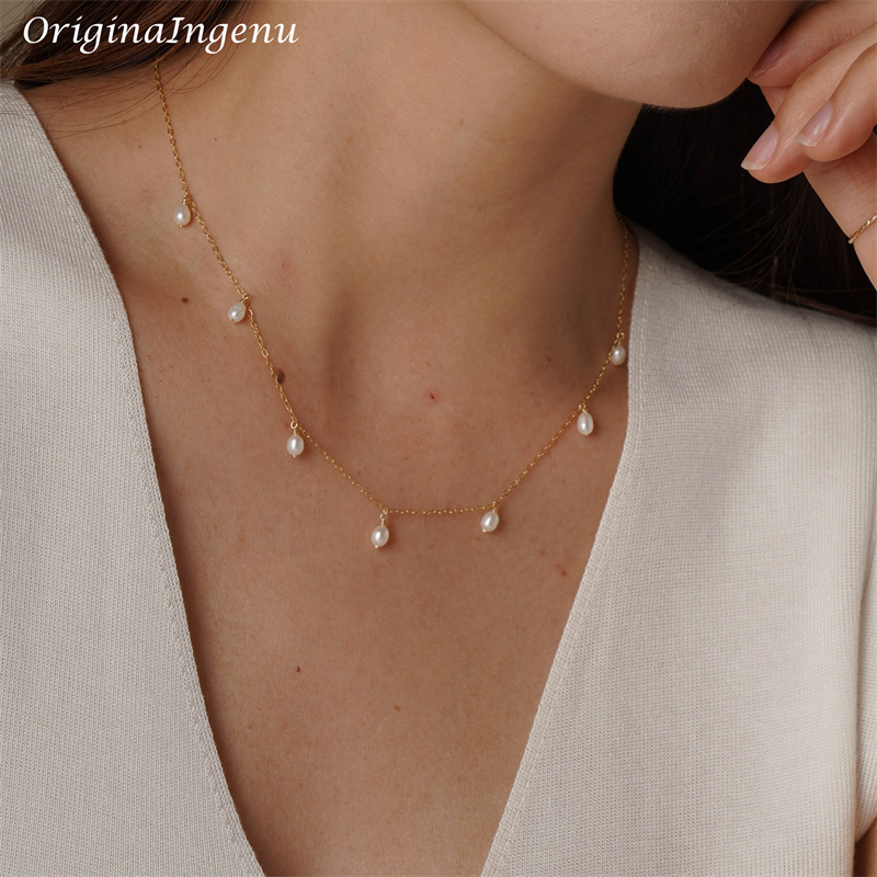 Real 14K Gold Filled Natural Pearl Necklace Gold Choker Handmade Pendants Collier Femme Kolye Collares Boho Jewelry for Women