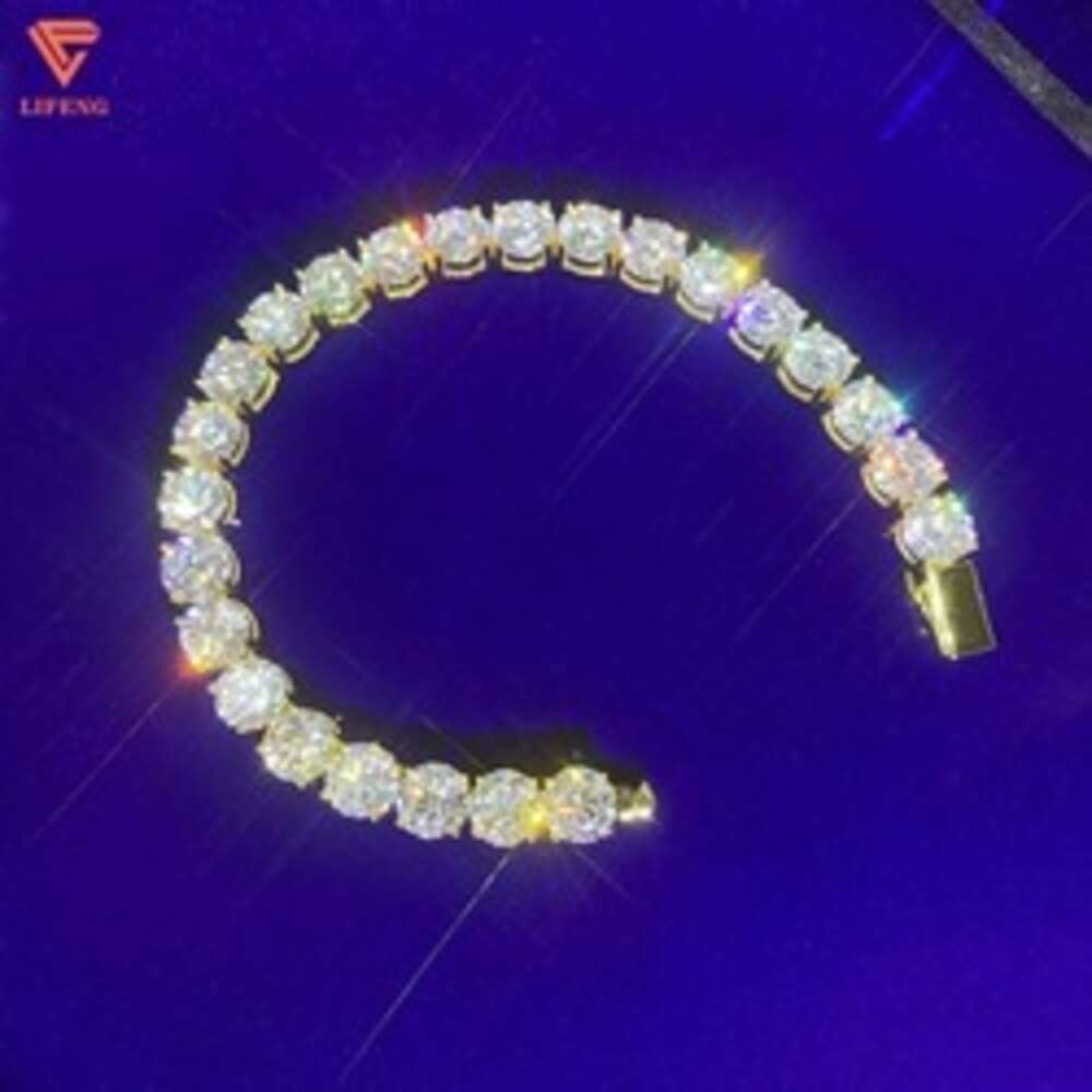 Lifeng Jewelry 925 Silver 18k Gold Plated Tennis Chain Iced Out 8mm d Vvs Moissanite Tennis Link Chain Necklace Set Bracelet