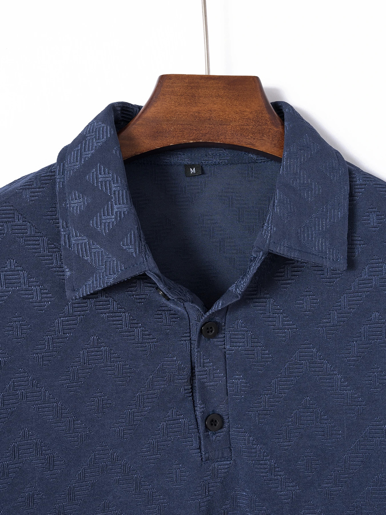 Mens Casual ShortSleeved Jacquard Weave Polo shirt Fashion Lapel Tshirt Breathable Button Shirt Clothing 240601