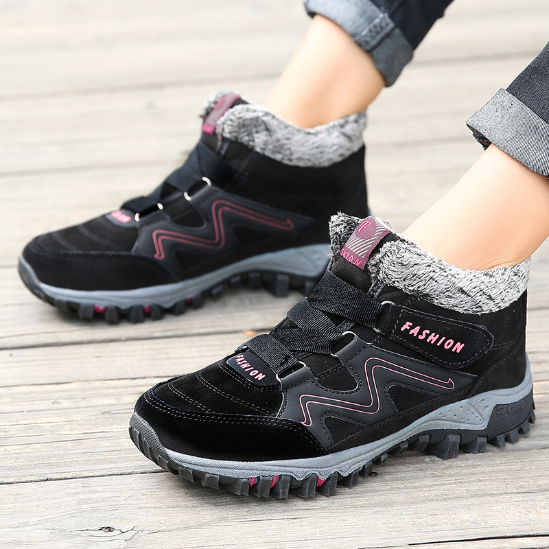Boots Women Winter Outdoor Fur Camping Hiking High Quality Suede Mother Casual Sneakers Ladies Non-slip Climbing Men Shoes