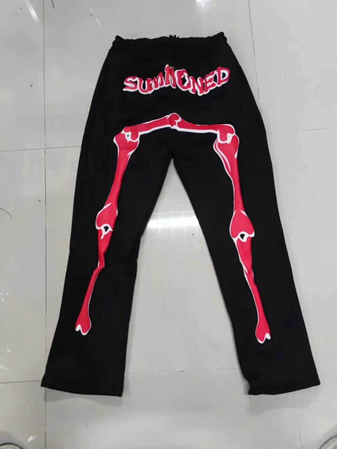 Street Harajuku skeleton y2k pants American mens and womens retro two-color wide education sweatpants streetwear women 240530