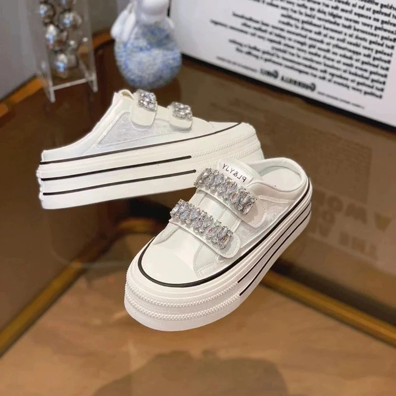 Crystal Platform Womens Slippers Flat Shoes Sports Shoes 2024 Dresigner Summer Leisure Mule Walking Drone Zapatos Comfortable Sports Shoes 240611