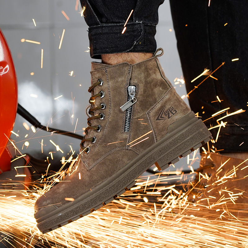 Genuine Leather Work Safety Boots For Men Anti Scald Wear-resistant Work Shoes Puncture-Proof Safety Shoes Men Winter Boots