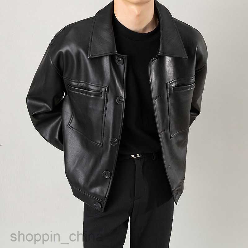 Men's Jackets Coats Loose and short PU leather jacket man ruffled and handsome top spring and autumn version lapel motorcycle casual jacket