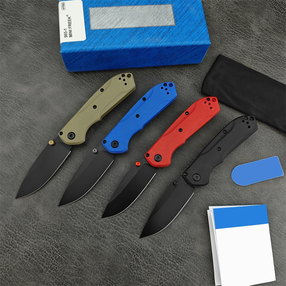Made in the USA Made in the USA 8 Colors BM Mini Freek 565 Folding D2 Stonewashed Blade Nylon Fiber Handle Outdoor Military Combat Knife Self Defense 