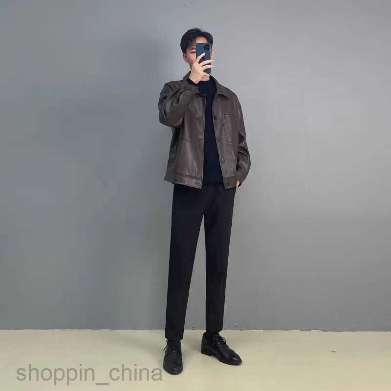 Men's Jackets Coats Loose and short PU leather jacket man ruffled and handsome top spring and autumn version lapel motorcycle casual jacket