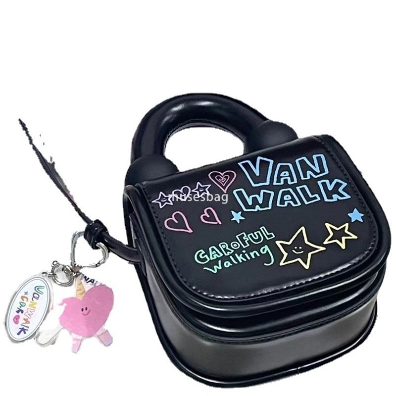 Unique design, super cute and stylish cartoon graffiti bag spring and summer new Korean version for commuting students crossbody bag tote bag