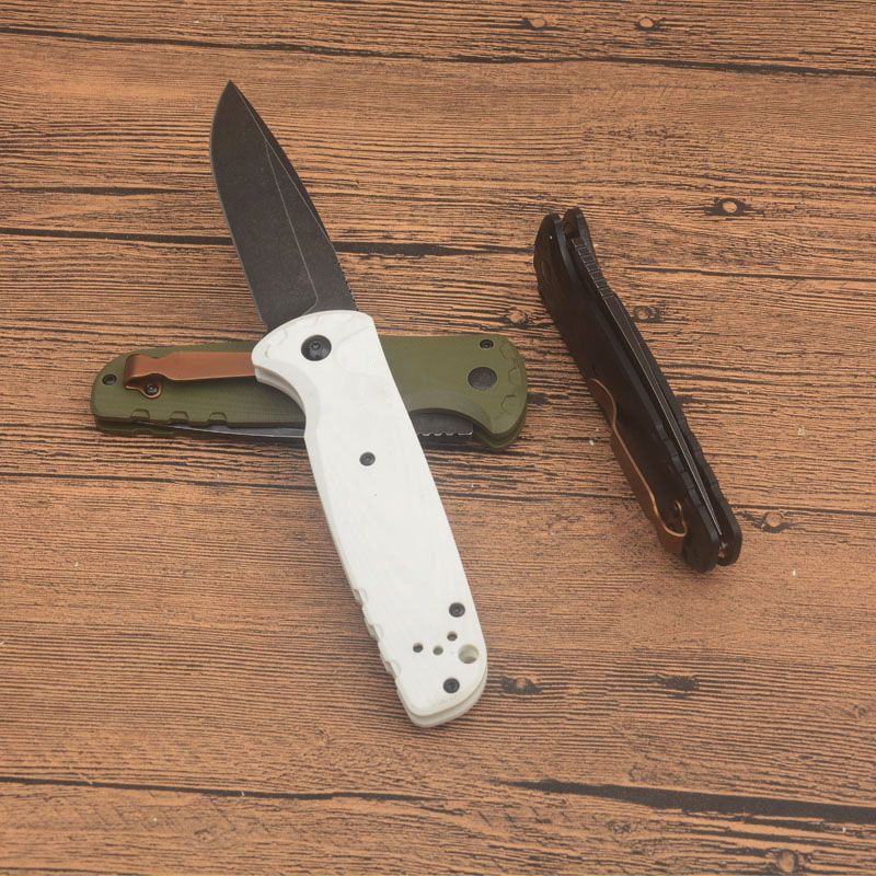 High Quality BM4300 Tactical Knife D2 Black Stone Wash Drop Point Blade G10 Steel Sheet Handle Outdoor EDC Pocket Folder Knives with Retail Box