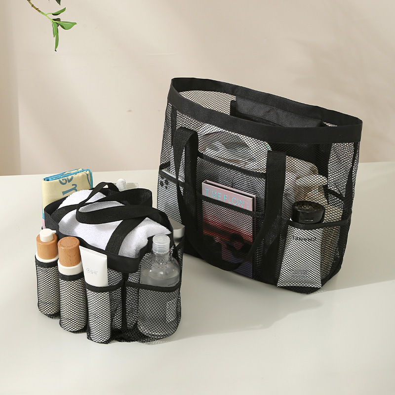 Designer Women's High end Beach Bag Large Capacity Mesh Retro Storage Bag Multi functional Travel Handheld Swimwear Hollow Storage Bag Wholesale