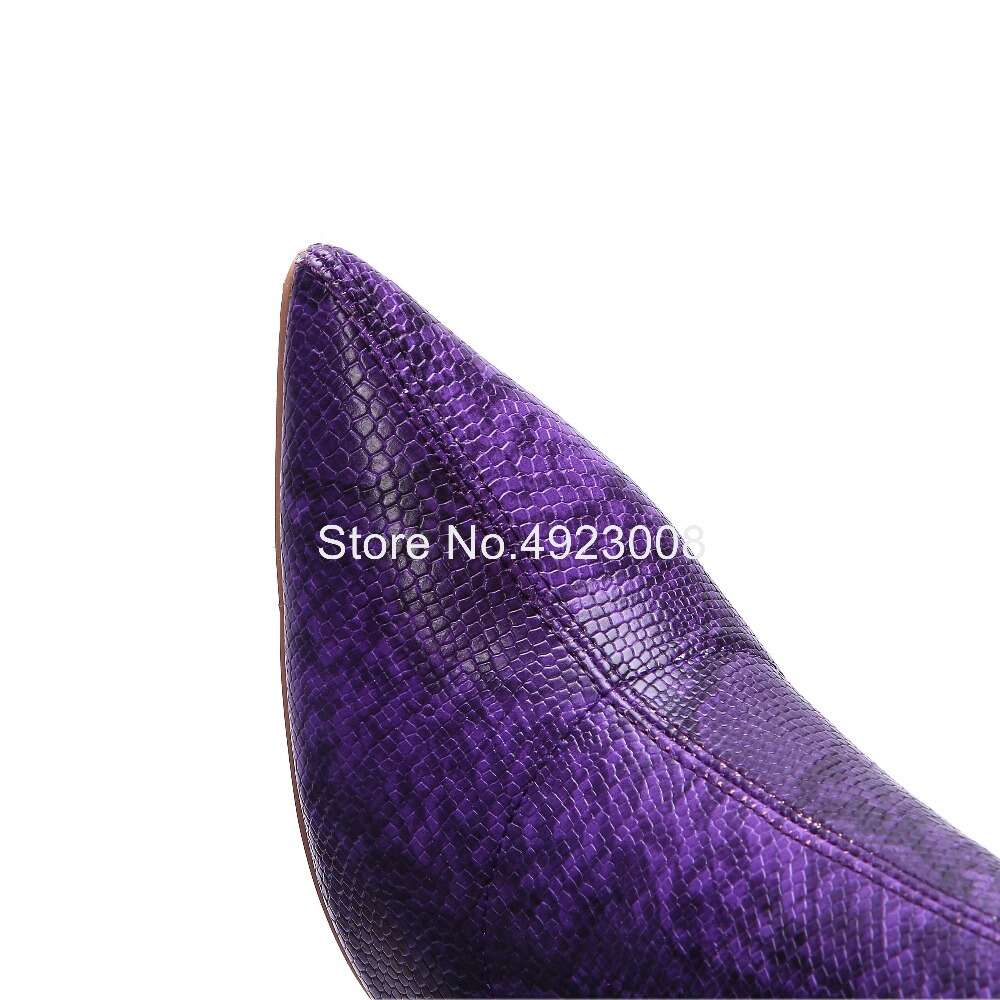 Over The Knee Thigh High Women Snake Print Special Elastic Boots Zip Purple Party Dress Sexy Club Shoes Woman
