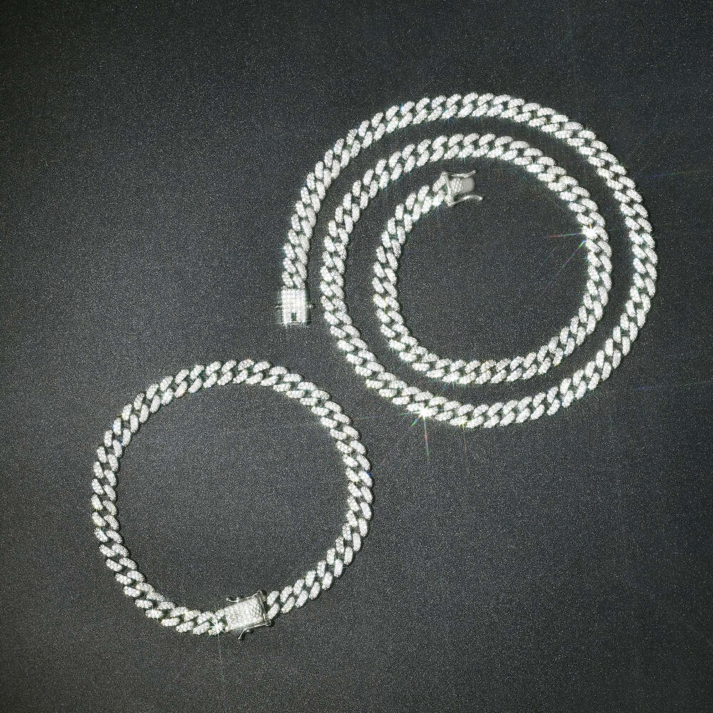 Fine Jewelry 6mm Moissanite 925 Sterling Silver Moissanite 18k Gold Chain Cuban Link Chain Mens and Womens Jewelry