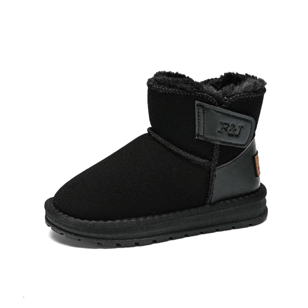 OEM Cheap Wholesale High Quality Kids Winter Snow Cowhide Warm Anti-slip High-cut Plush Boots for Boys and Girls