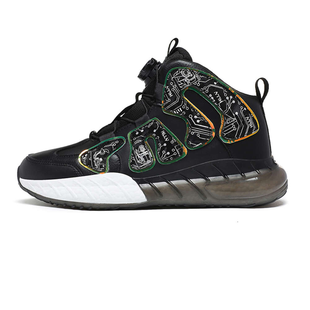 New leather Fashion men's High top rotary buckle sneakers