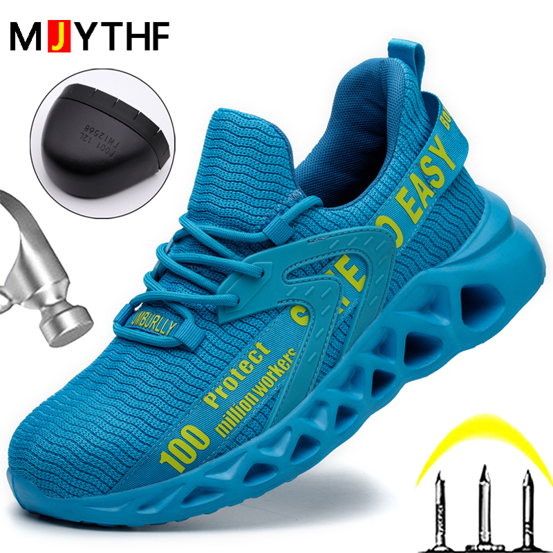 Safety New Men Breathable Light New Work Sneakers Steel Toe Anti-smash Anti-puncture Indestructible Shoes Large Size 50