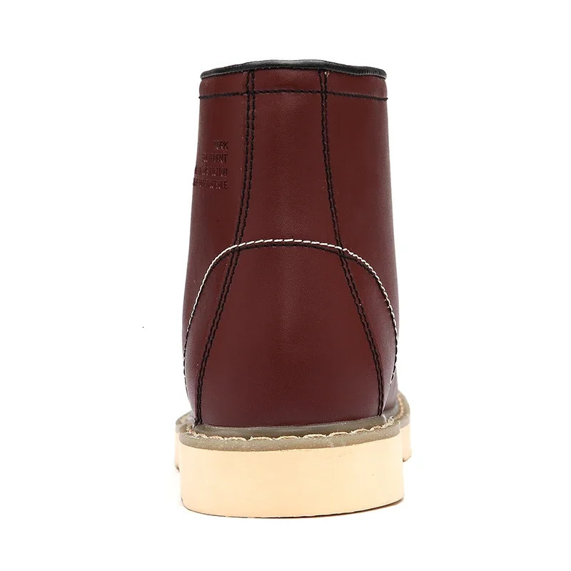 Winter Warm Men Snow Boots Leather with Fur Mens Handmade Waterproonkle Noslip High Top Male Work Shoes 240611