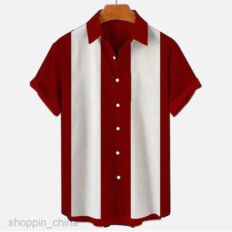 Men's Casual Shirts Men's Hawaii Short sleeved Shirt Men's 3D Digital Printed Striped Shirt Colorful Large 5XL tops