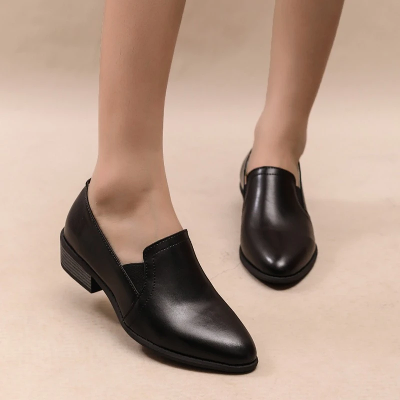 Autumn New Women Round Toe Pumps Loafers Single New Zipper PU Leather Simple and Comfortable Women's Shoes 34cf 's