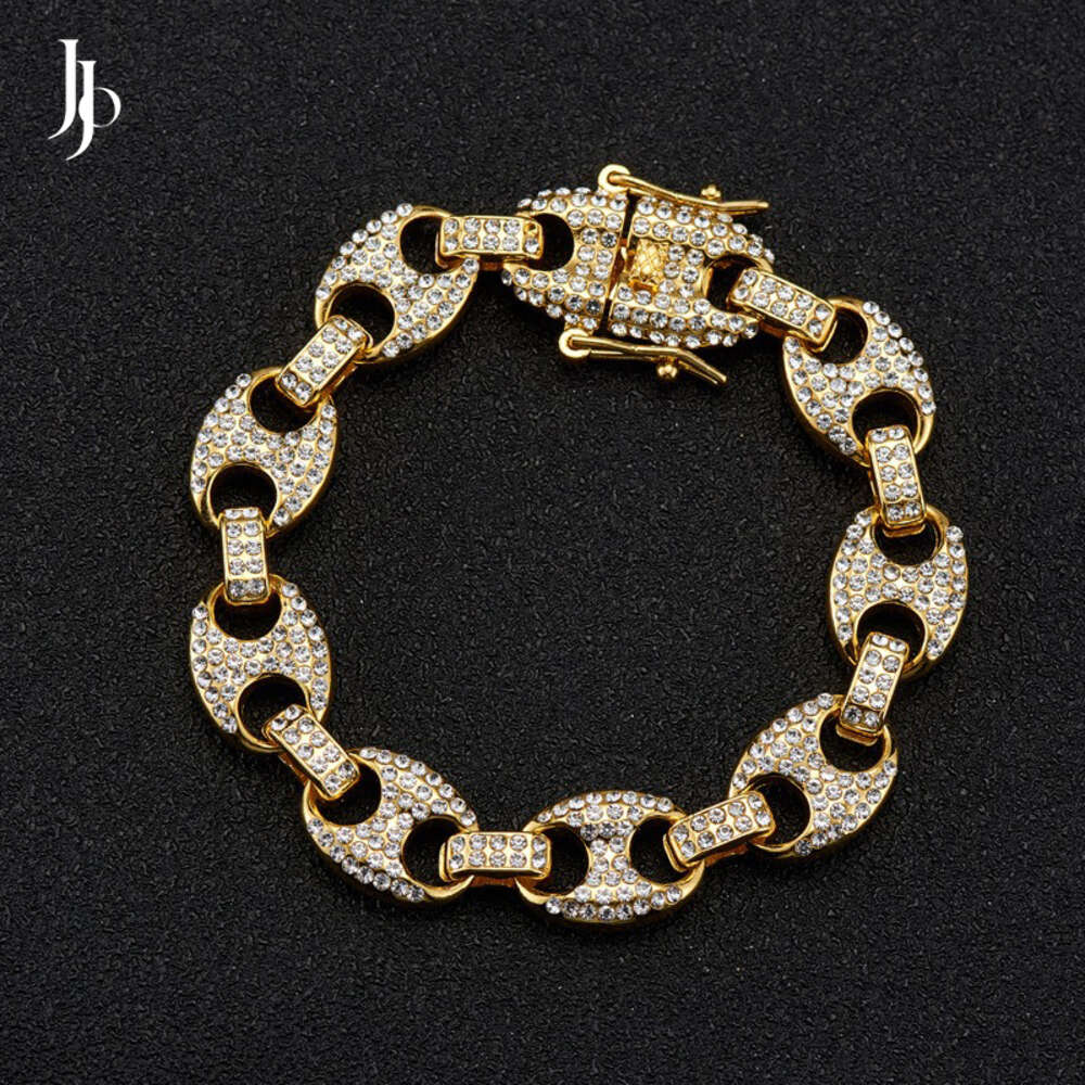 Jojo Fashion Diamond Iced Out Cuban Link Chain Necklace for Men Hip Hop Pig Nose Mens Tennis Necklace