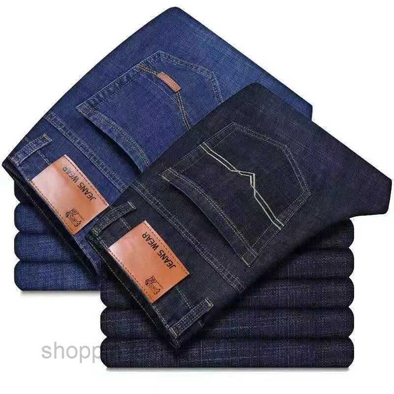Men's Jeans Summer new elastic jeans men straight tube loose casual large size thin men's work wear-resistant long pants Denim Pants