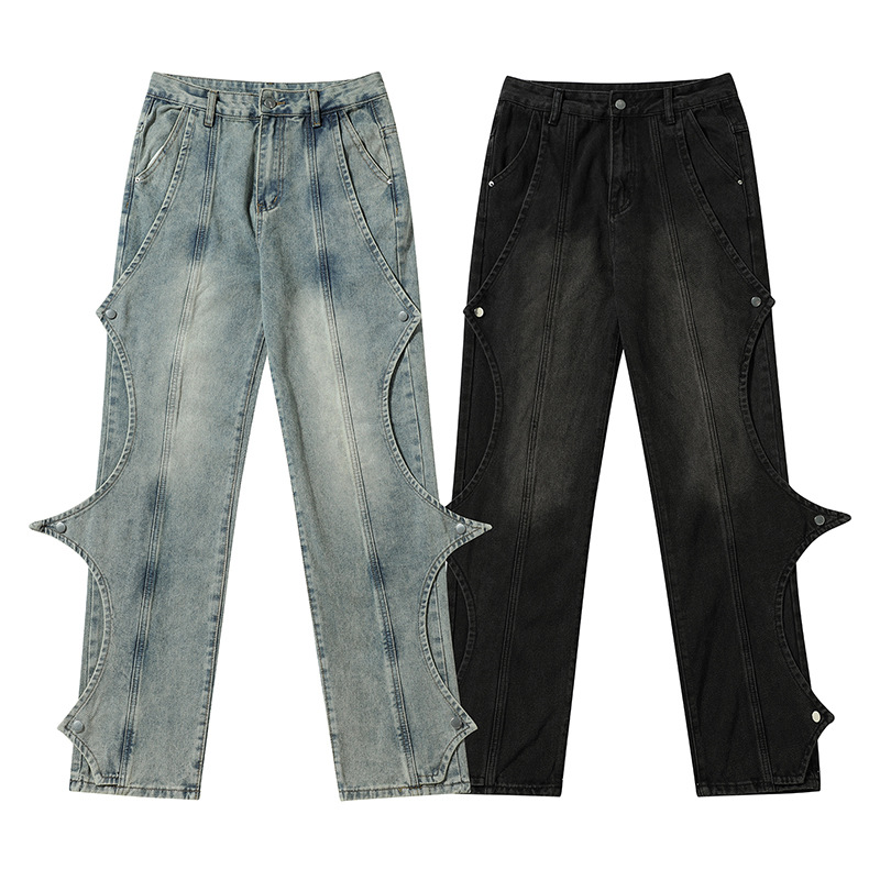 Men's Stretch Loose Fit Jeans Men's Washed Denim Pants Streetwear Blue Vintage Hip Hop Jeans Men Baggy Pants Women
