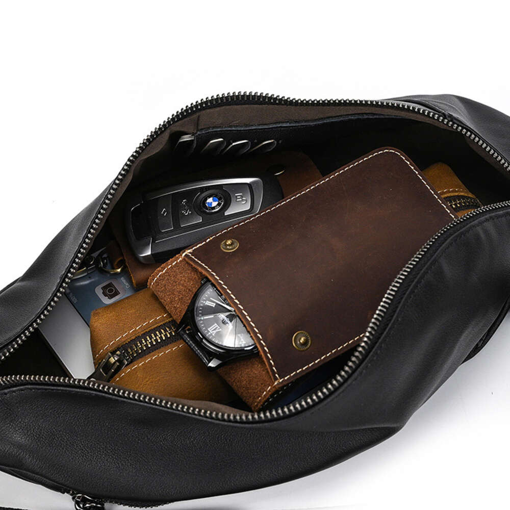 Fashionable chest crossbody genuine leather handbag shoulder bags cowhide men's bag, casual bag genuineleatherhandbagshoulderbags H6.12#80